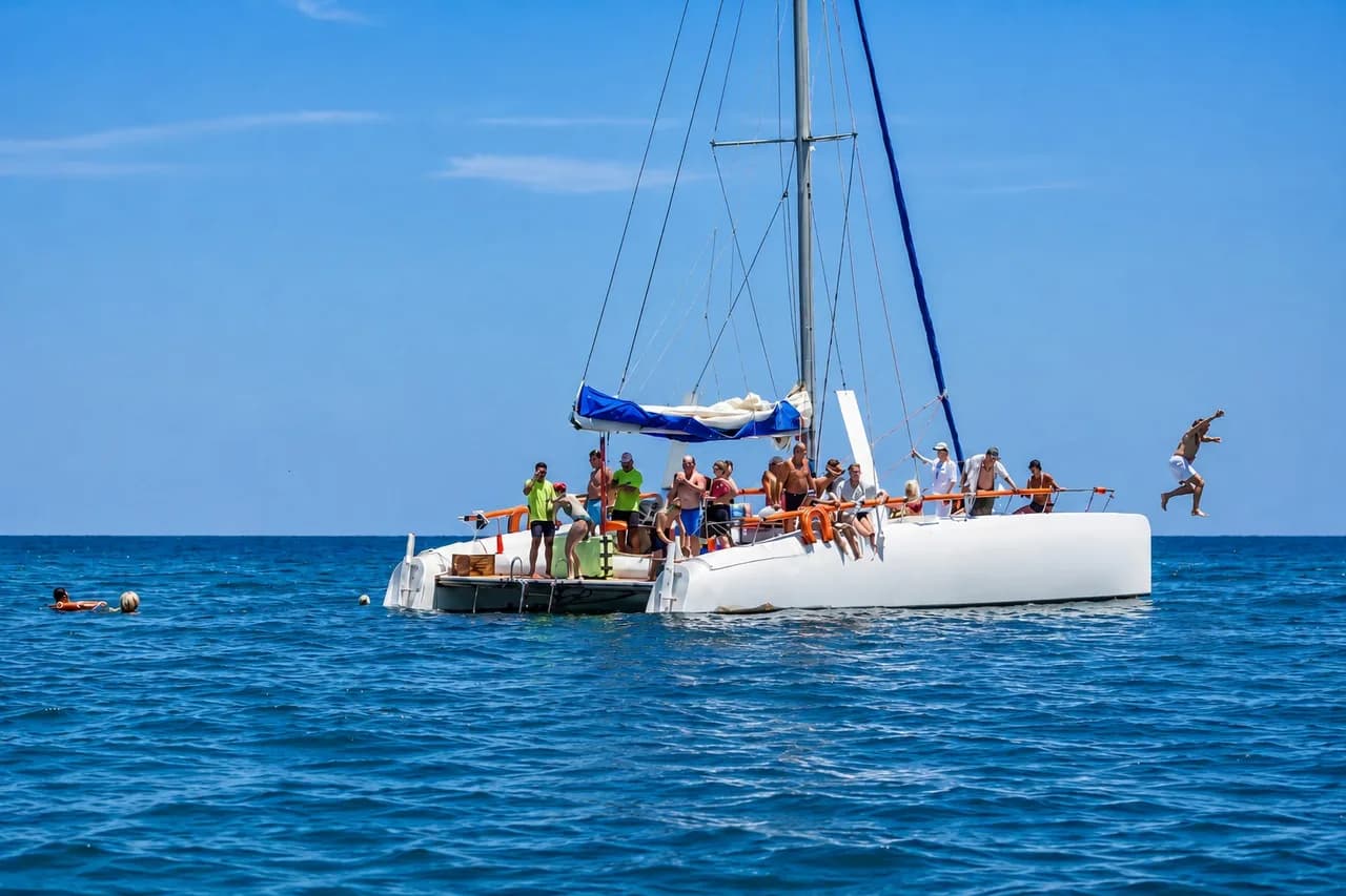 Swim stop from the private catamaran